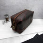 Personalised Men's Brown Leather Wash Bag, thumbnail 3 of 6