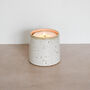 Speckled Clay Candle Pot With Refill Snowdrop White, thumbnail 1 of 5