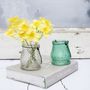 Faux Daffodils In Glass Vase, thumbnail 1 of 10