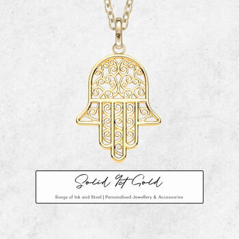 Personalised 9ct Gold Hamsa Hand Necklace, 3 of 9