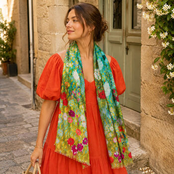 Colourful Wildflower Meadow Scarf Gift For Her — Personalised Gift Card And Gift Box Option, 3 of 12