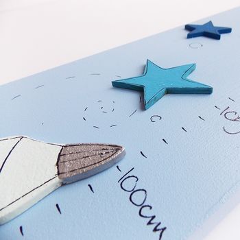 Personalised Jade Rockets Wooden Height Chart, 2 of 10