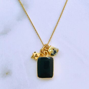 'The Trio' Black Onyx Gold Plated Necklace, 5 of 10