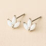 Sterling Silver White Opal Lotus Stud Earrings, thumbnail 1 of 7