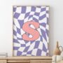 Letter Print Retro Check Pattern, thumbnail 5 of 5