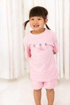 Personalised Embroidered Daisy And Strawberry T Shirt, 2 of 8