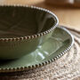 Olive Green Porcelain Beaded Pasta Bowls, thumbnail 2 of 4