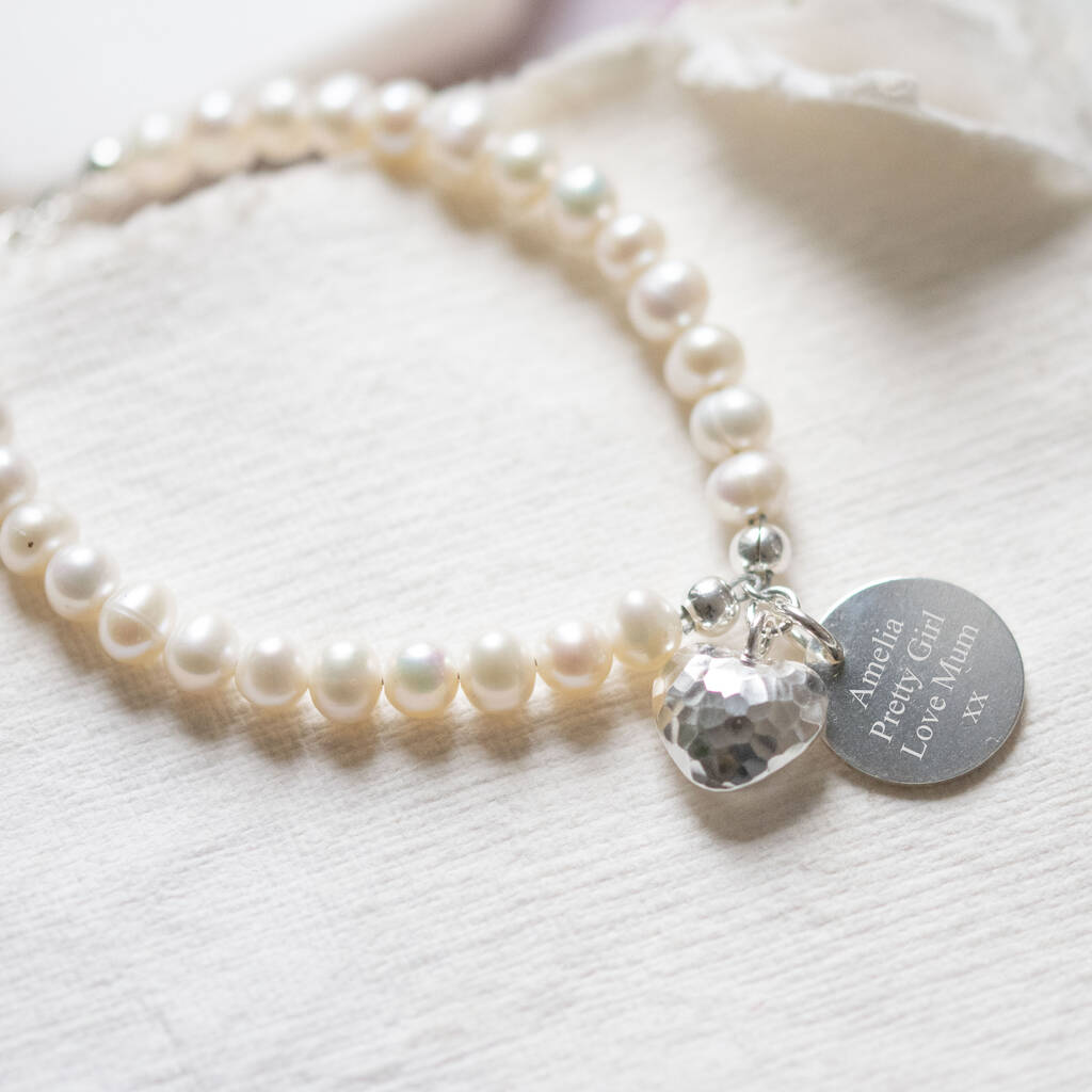 Personalised Pearl Pendant Bracelet By Oh So Cherished