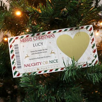 Naughty Or Nice Card Adult Christmas Gift Boyfriend Girlfriend Husband Wife Santa Naughty List Personalised Scratch Ticket, 8 of 9