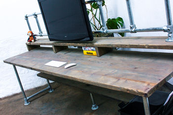 Ethan Scaffolding Board Desk With Monitor Mount Rails, 8 of 8