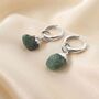 Raw Emerald May Birthstone Crystal Huggie Earrings, thumbnail 1 of 5