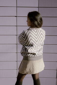 Grey Zig Zag Print Cardigan, 6 of 7