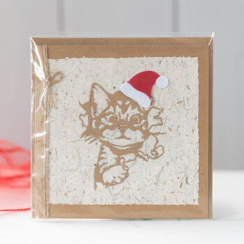 Handmade Recycled Eco Kitty Christmas Cards Range, 8 of 12