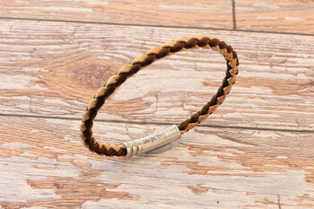 Mens Braided Cork Bracelet Hidden Message Stainless Steel Clasp, 4 of 8