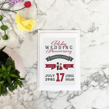 Personalised Ruby Wedding Anniversary Card, 5 of 5