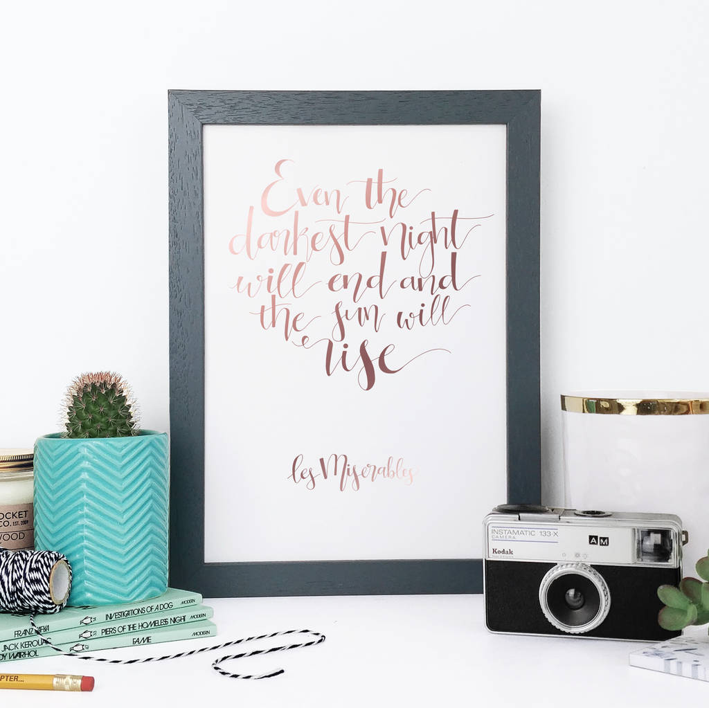 Foil Calligraphy 'Sun Will Rise' Thinking Of You Print By Bookishly ...