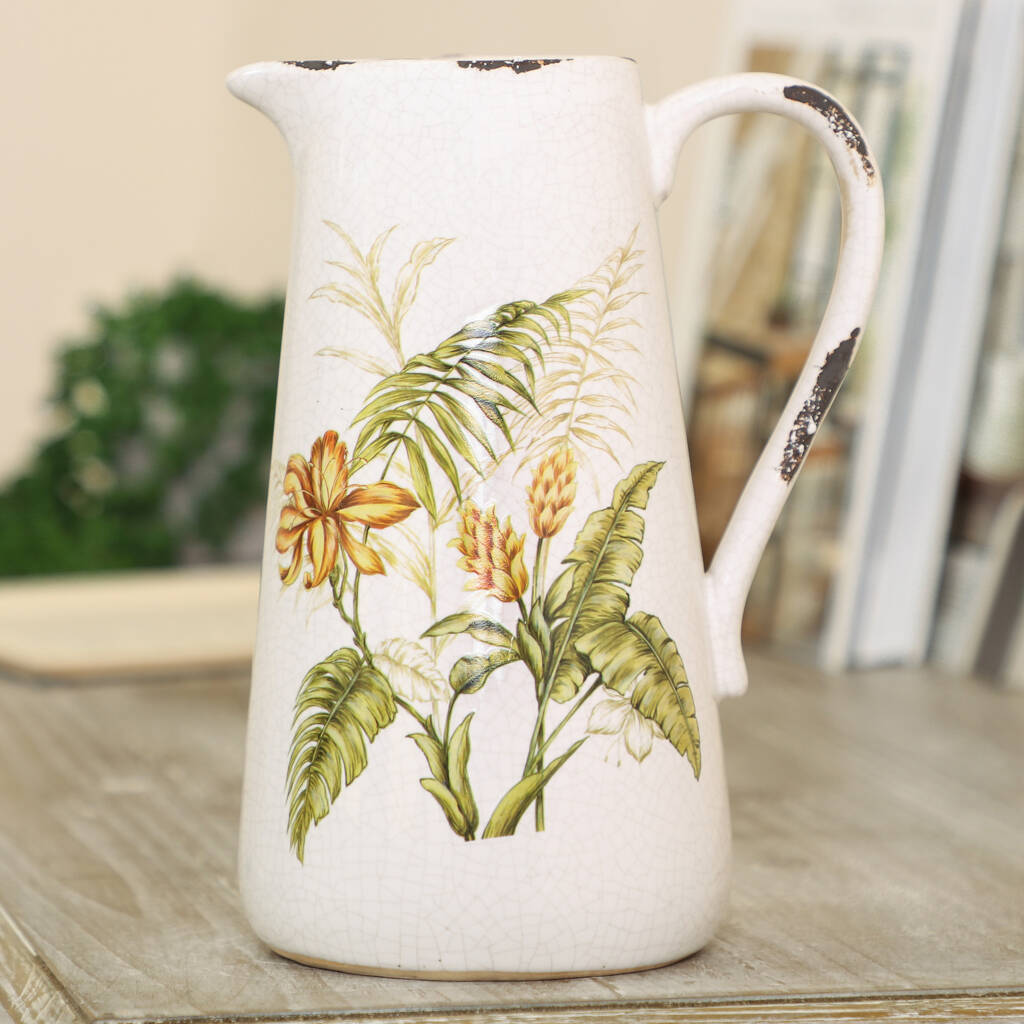 Tall Ivory Flower Jug Vase By Dibor