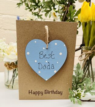 Personalised Dad's Birthday Card Wooden Heart, 2 of 3