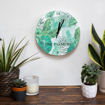 Tropical Leaf Personalised Wall Clock, 2 of 5
