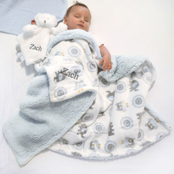 Personalised Elephant Blanket And Teddy Comforter Set, 4 of 8