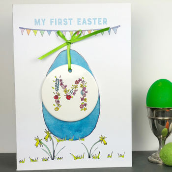 First Easter Card With Personalised Ceramic Decoration, 3 of 7