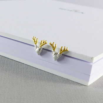 Sterling Silver Stag Ear Studs, 2 of 3