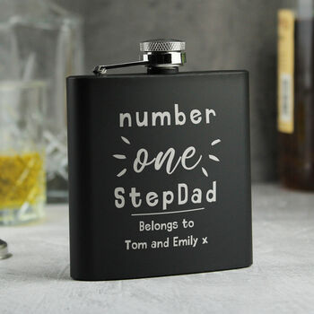 Personalised Number One Black Hip Flask, 4 of 4