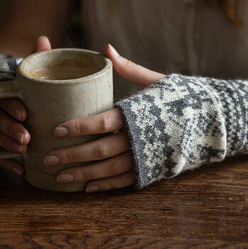 Alpaca Fair Isle Fingerless Mitts, 4 of 10