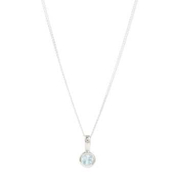 March Birthstone Aquamarine Silver/Gold Charm Necklace, 6 of 12