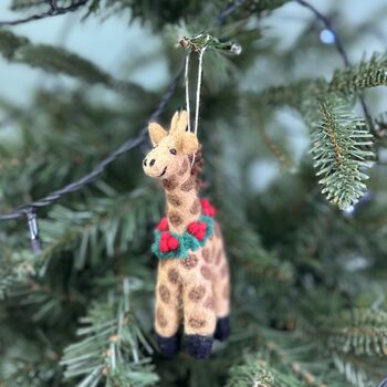 Personalised Felt Giraffe Christmas Bauble, 2 of 3