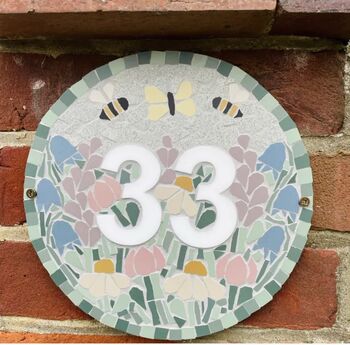 Floral Mosaic House Door Number Sign, 2 of 12