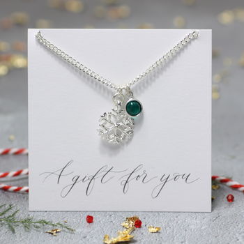 Silver Plated Snowflake Birthstone Charm Necklace, 2 of 10