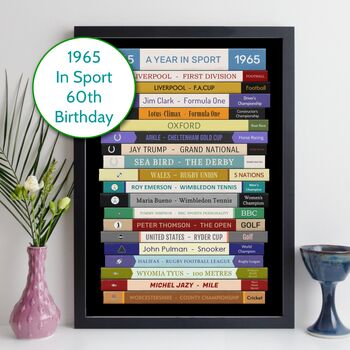 60th Birthday Print Personalised Sport Gift 1965, 12 of 12