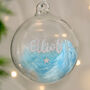 Personalised Pink Or Blue Feather Glass Bauble – Christmas Tree Decorations, thumbnail 5 of 10