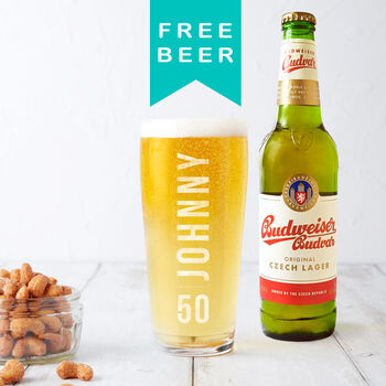 Personalised 50th Birthday Name And Age Beer Glass, 3 of 7