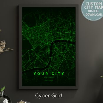 Custom Digital Map Neon Multiple Sizes Cyberpunk, 10 of 12