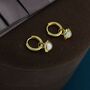 Sterling Silver White Opal Planet And Star Huggie Hoop Earrings, thumbnail 5 of 11