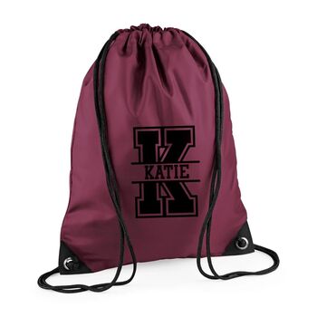 Personalised Initial And Name School Drawstring Rucksack, 3 of 8