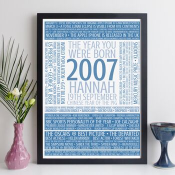 Personalised 18th Birthday Print Gift Year Facts 2007, 8 of 12