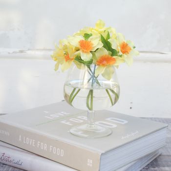 Artificial Daffodils In Glass Vase, 4 of 6