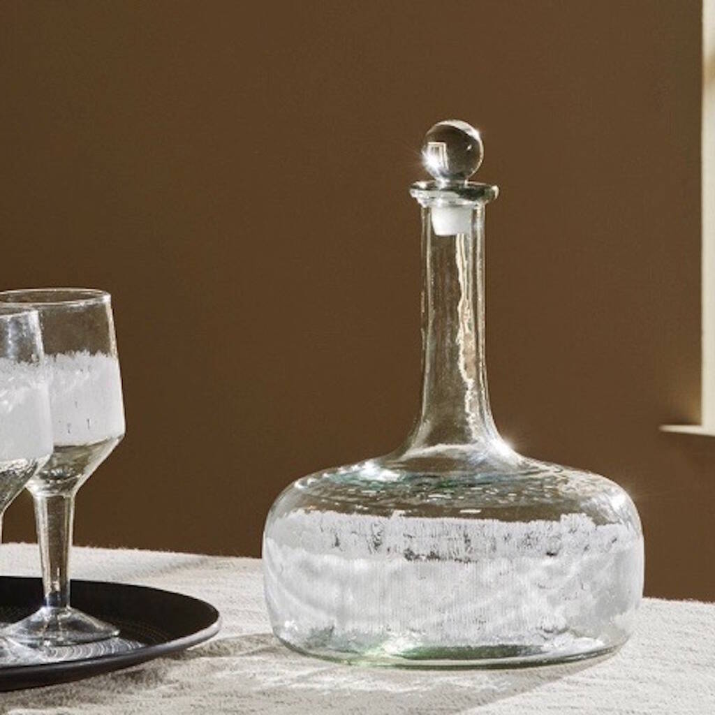 Glass Frosted Curved Decanter, 1 of 2