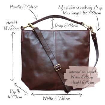 Leather Shoulder Bag, Dark Brown, 6 of 6