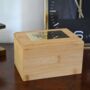Personalised Pet Urn Bamboo Engraved Brass Effect Plaque For Dogs And Cats, thumbnail 2 of 3