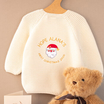 Personalised Santa Baby Cardigan – First Christmas Gift, 4 of 12