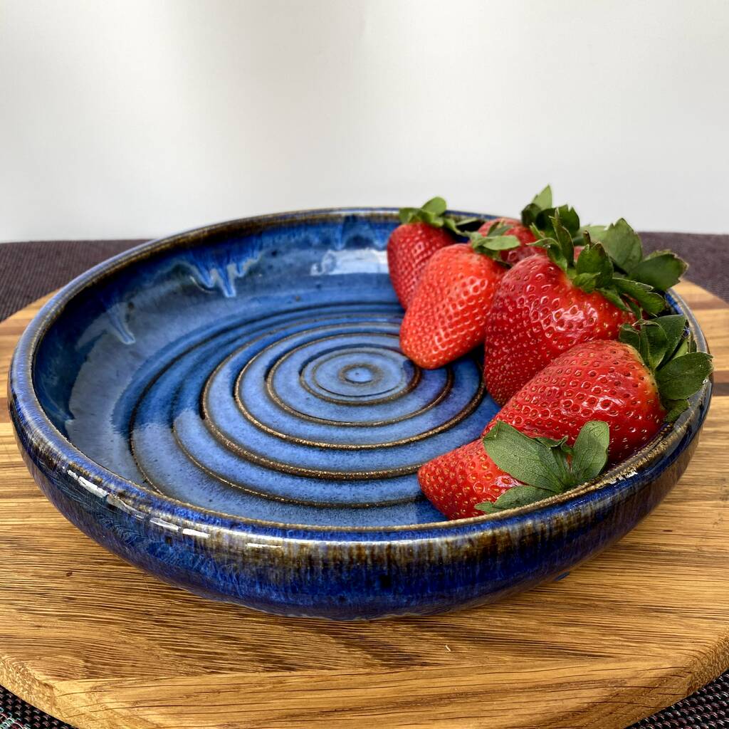 A Large Grooved Serving Dish Made On The Potters Wheel By Bramley