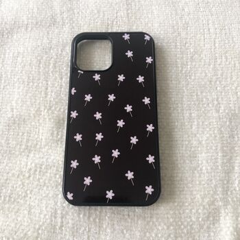 Pink/Purple Flowers Black Background Phone Case, 4 of 4