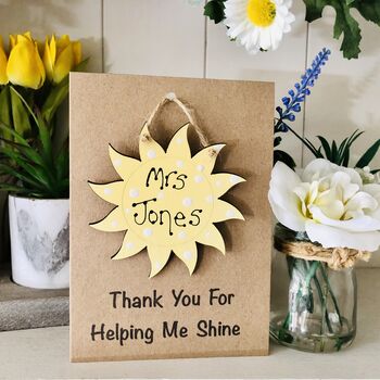 Personalised Teacher Thank You Wooden Sunshine Card, 4 of 8