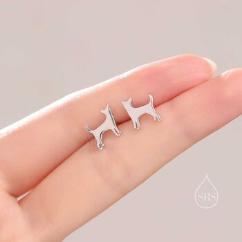 Sterling Silver Tiny Chihuahua Dog Stud Earrings, 5 of 11