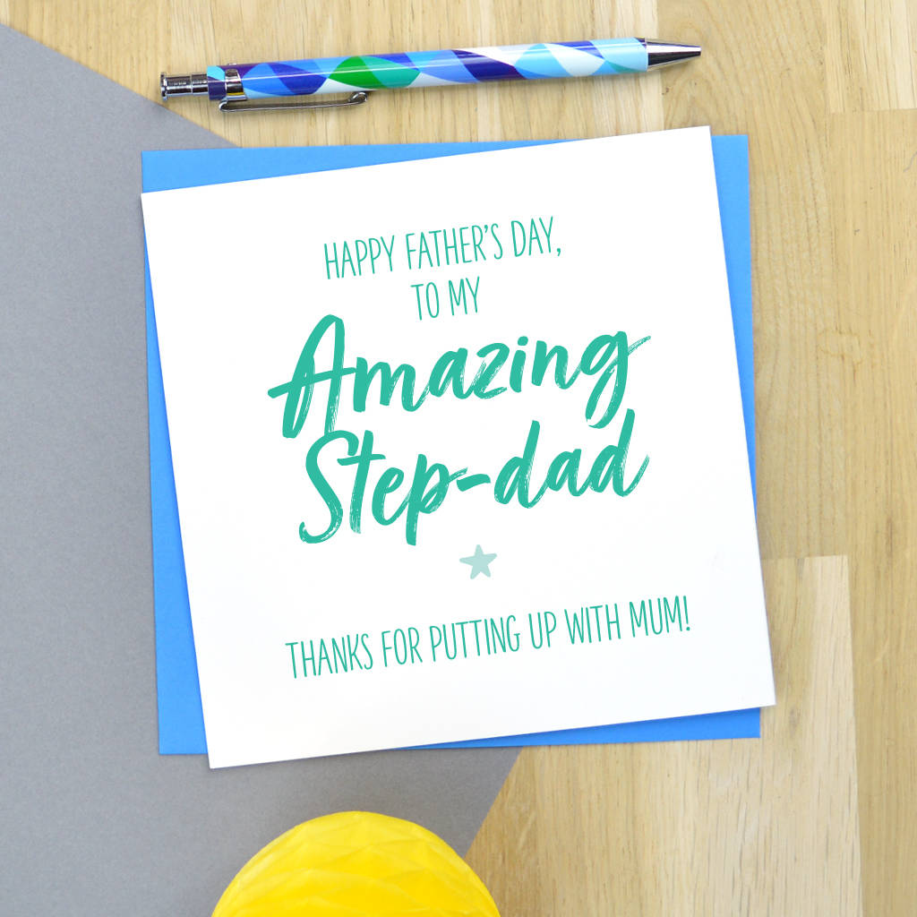 Funny Step Dad Father's Day Card By Pink and Turquoise