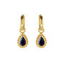 September Birthstone Sapphire Gold Plated Huggie Hoop Earrings, thumbnail 2 of 12